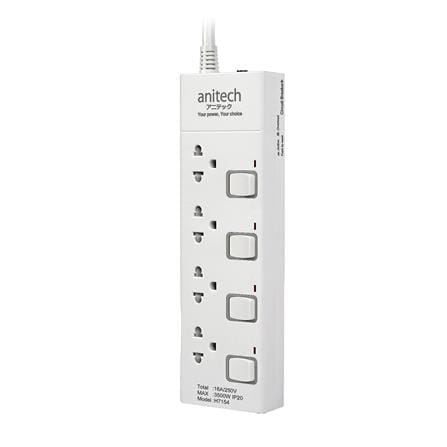 รางปลั๊กไฟ 4 ช่อง 4 สวิตช์ ANITECH H7154 16 แอมป์ 5 ม._1