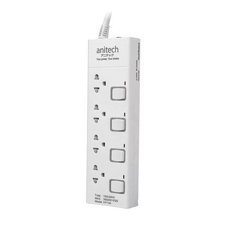 รางปลั๊กไฟ 4 ช่อง 4 สวิตช์ ANITECH H7134 16 แอมป์ 3 ม._1