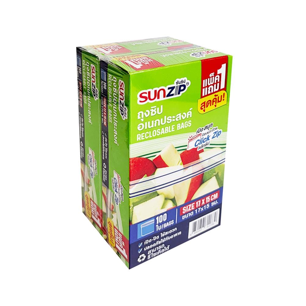 ถุงซิป SUNZIP 17x15 ซม. (100+100 ใบ)
