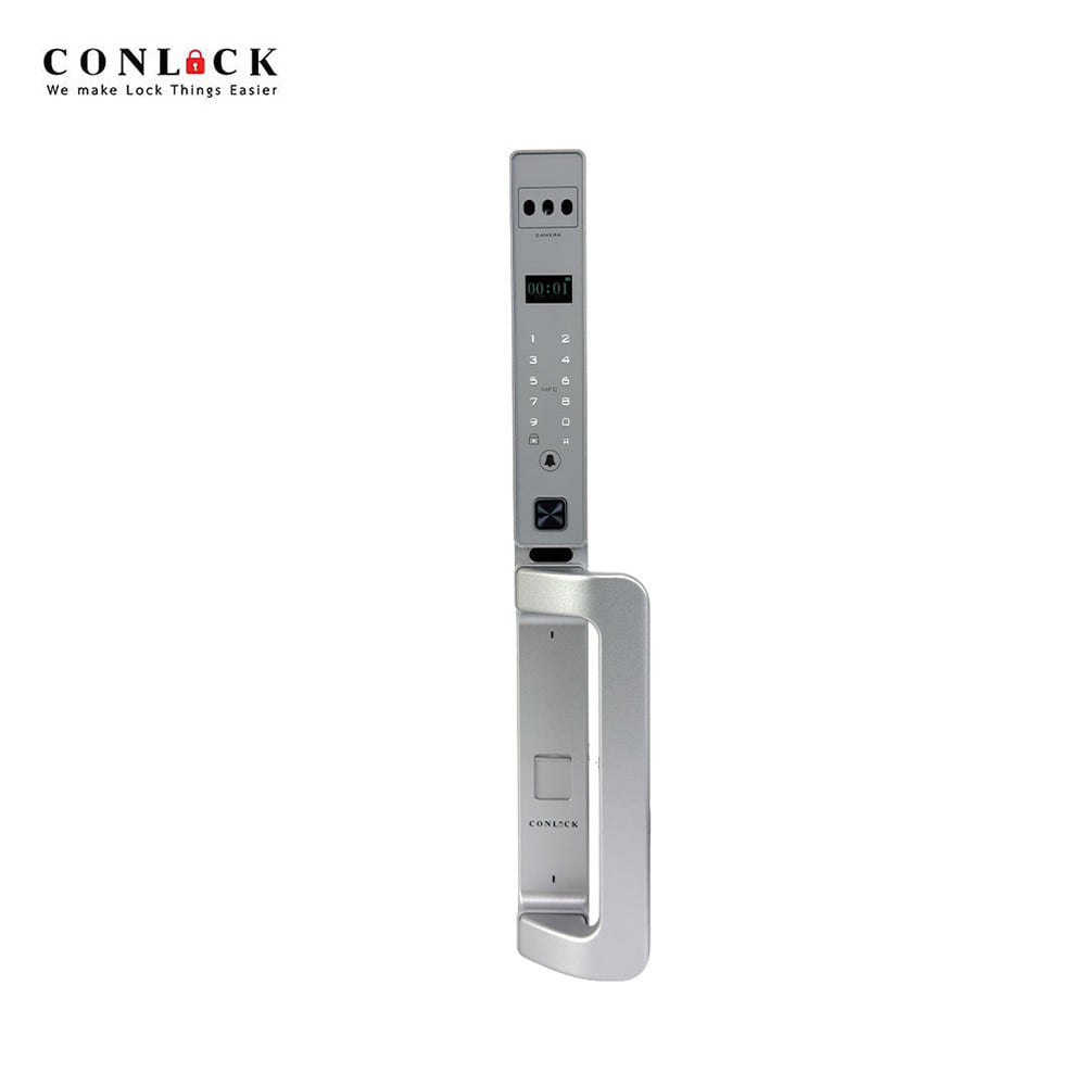 กลอนดิจิตอล CONLOCK XERCON CURVE สีเงิน