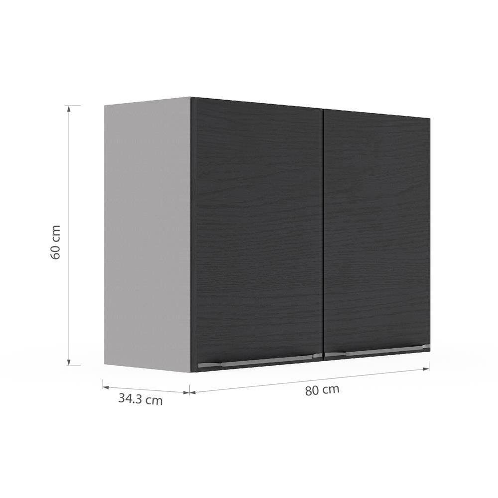 ตู้แขวนคู่ KITZCHO LUCIDA PLUS 80x60 ซม. สี BLACK OAK
