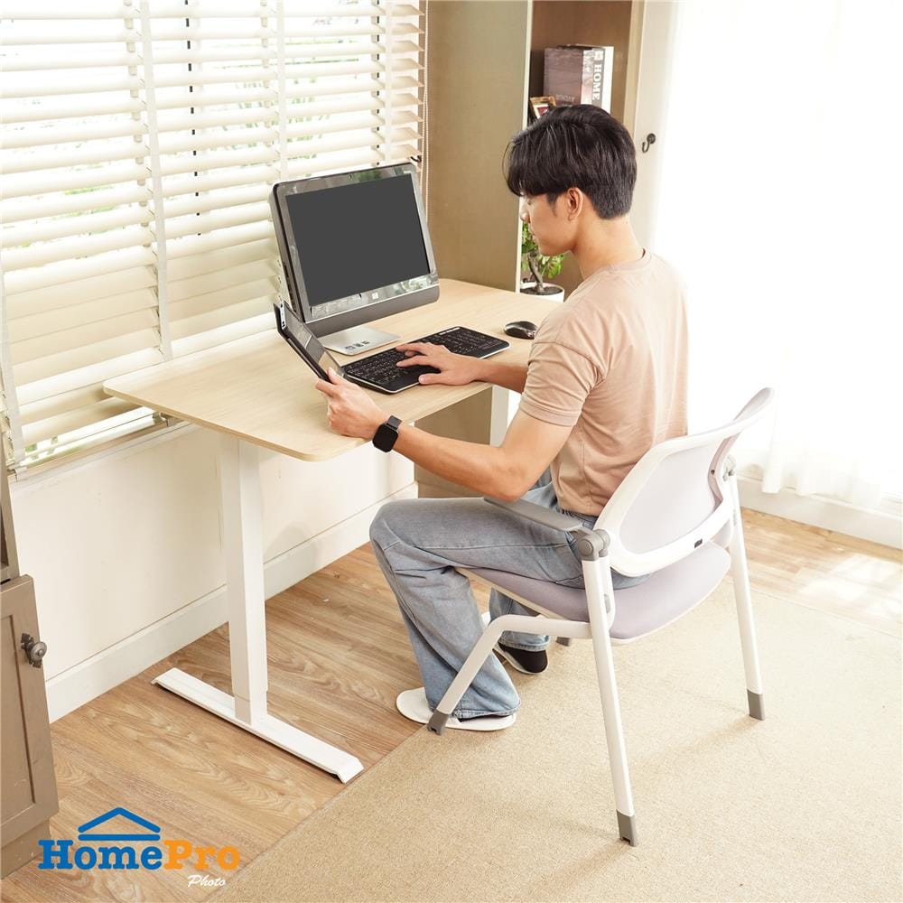 โต๊ะปรับระดับไฟฟ้า FURDINI KENTO-3D-M1S2 120 ซม. สีไวท์โอ๊ค