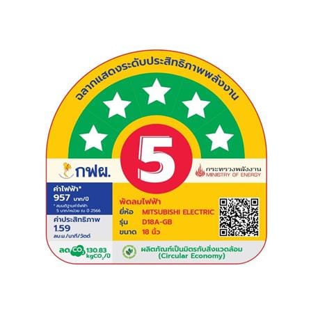 พัดลมตั้งโต๊ะ 18 นิ้ว MITSUBISHI D18A-GB MBW สีน้ำตาล_4