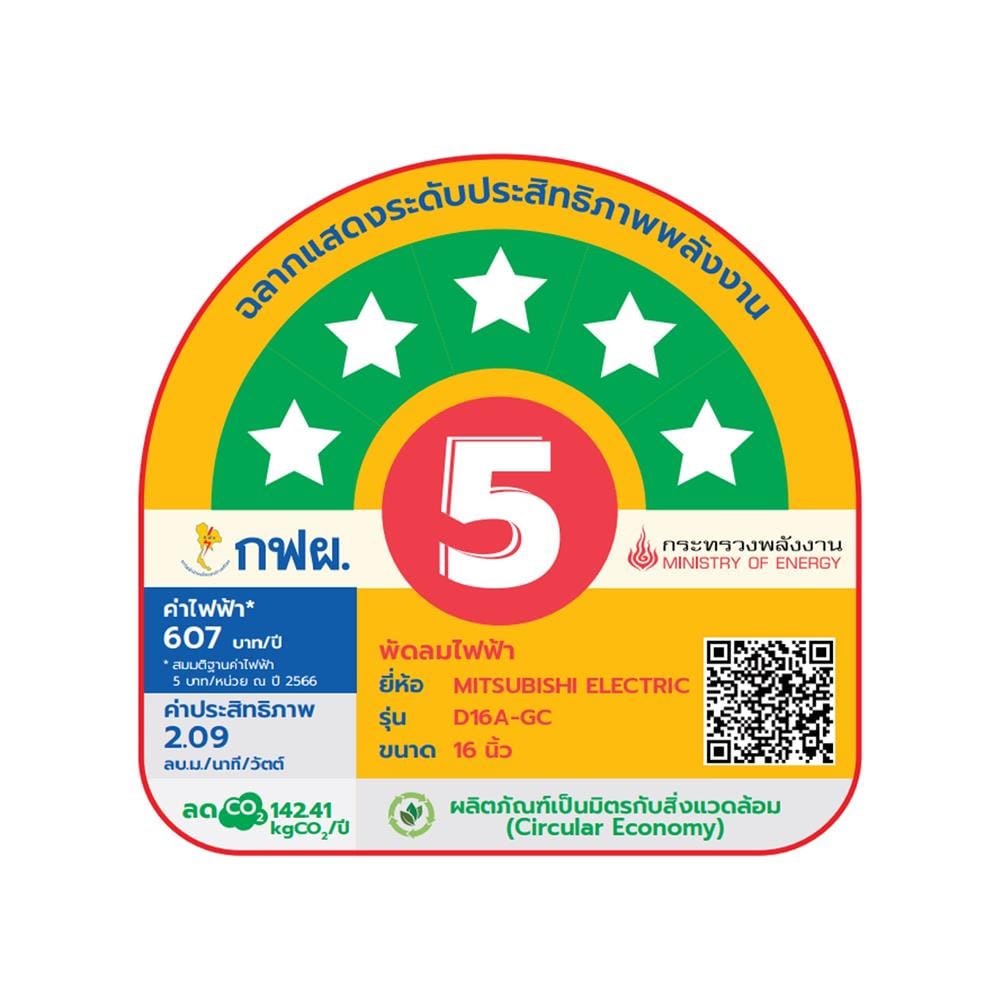 พัดลมตั้งโต๊ะ 16 นิ้ว MITSUBISHI D16A-GC MBW สีน้ำตาล