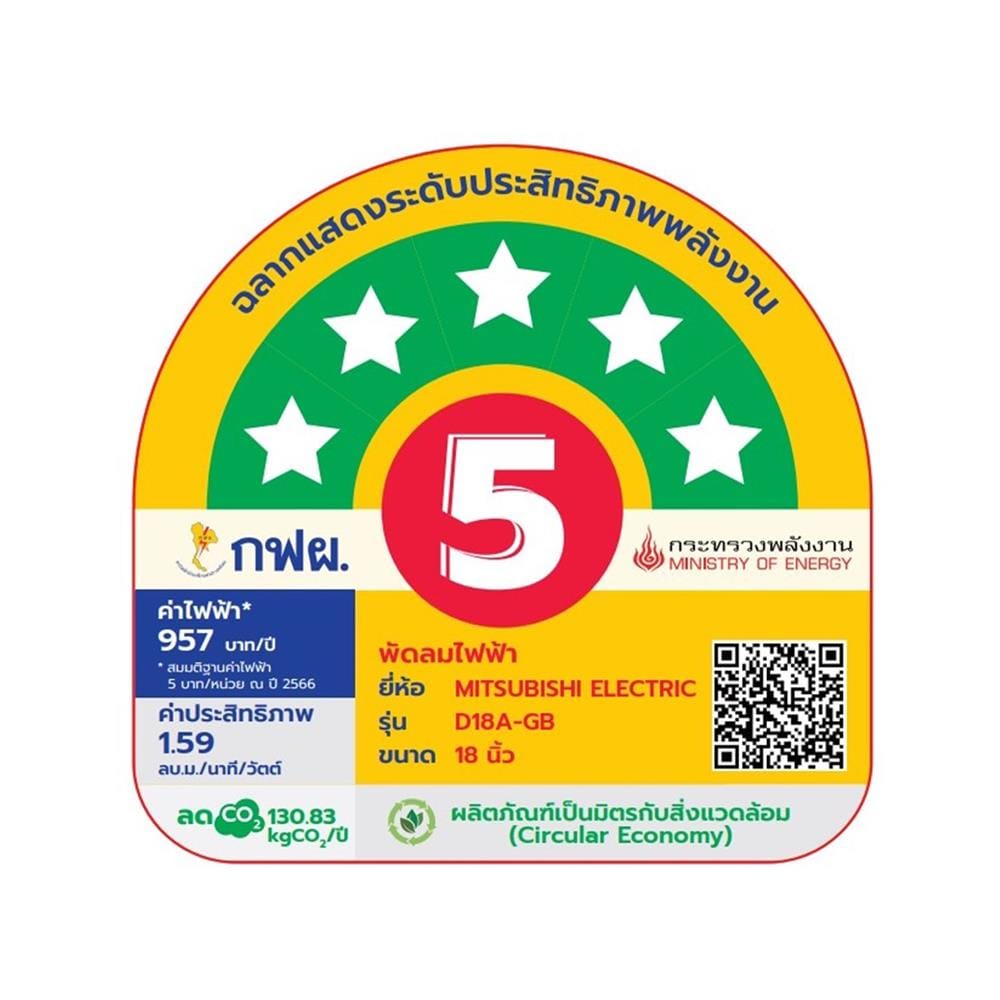 พัดลมตั้งโต๊ะ 18 นิ้ว MITSUBISHI D18A-GB ABL สีฟ้า
