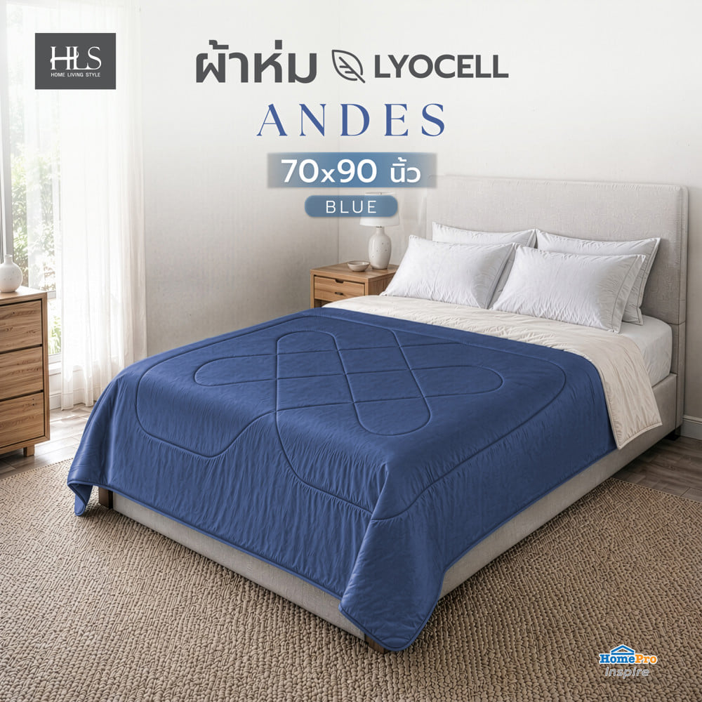 ผ้าห่ม HOME LIVING STYLE ANDES 70x90 นิ้ว สี BLUE
