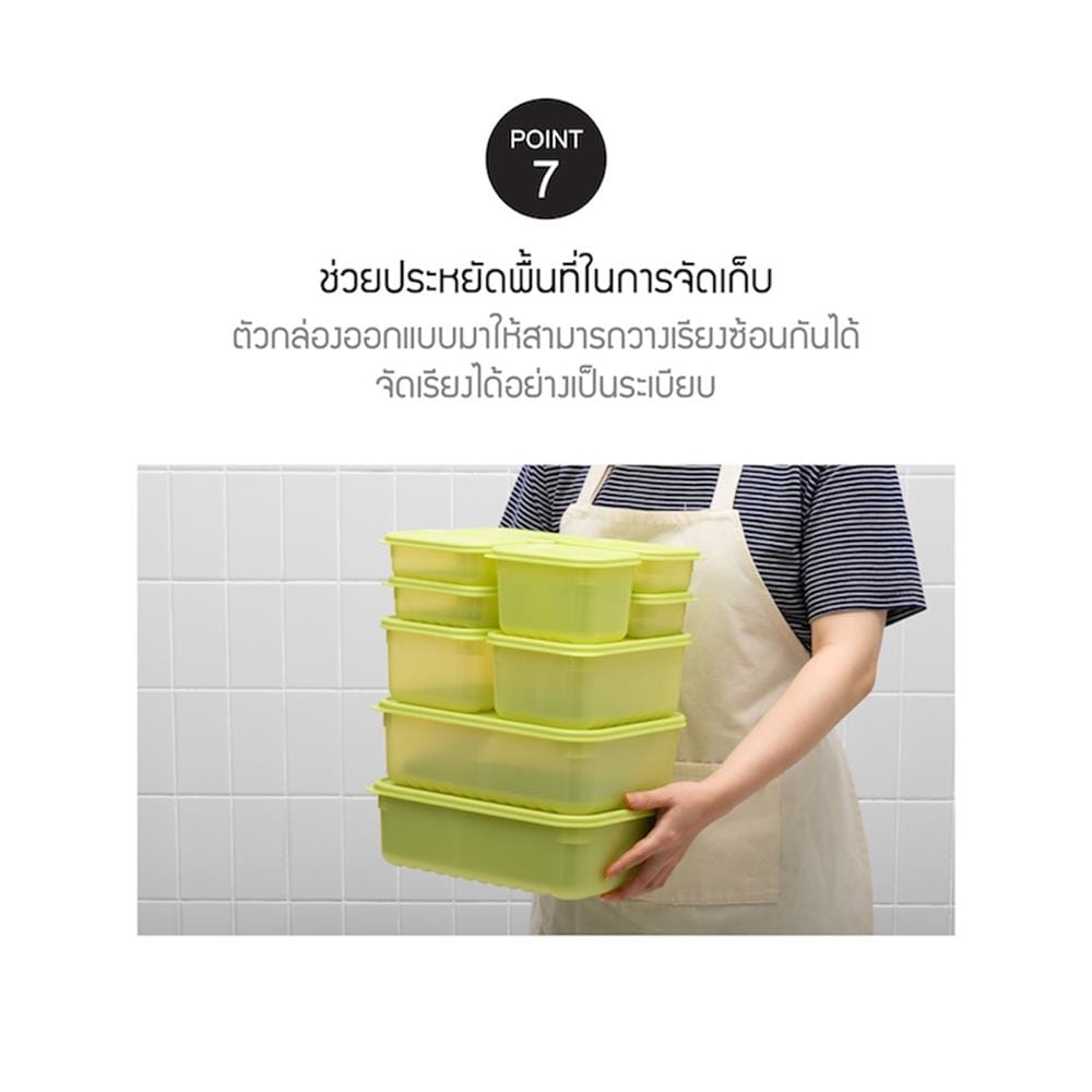 กล่องอาหารพร้อมตะกร้า LOCKNLOCK SMART KEEP FRESH HLE5600NT 3.2 ลิตร สีเขียว (แพ็ก 2 ชิ้น)