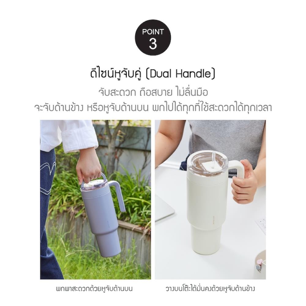 กระติกสุญญากาศ LOCKNLOCK METRO CAFE DUAL HANDLE 1.2 ลิตร สีม่วง