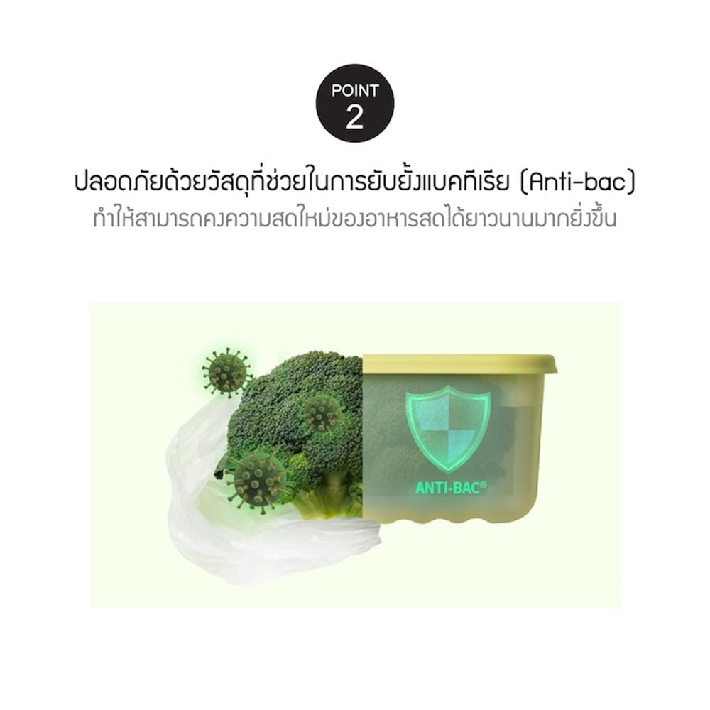 กล่องอาหาร LOCKNLOCK SMART KEEP FRESH HLE5400NS2 1.5 ลิตร สีเขียว (แพ็ก 2 ชิ้น)