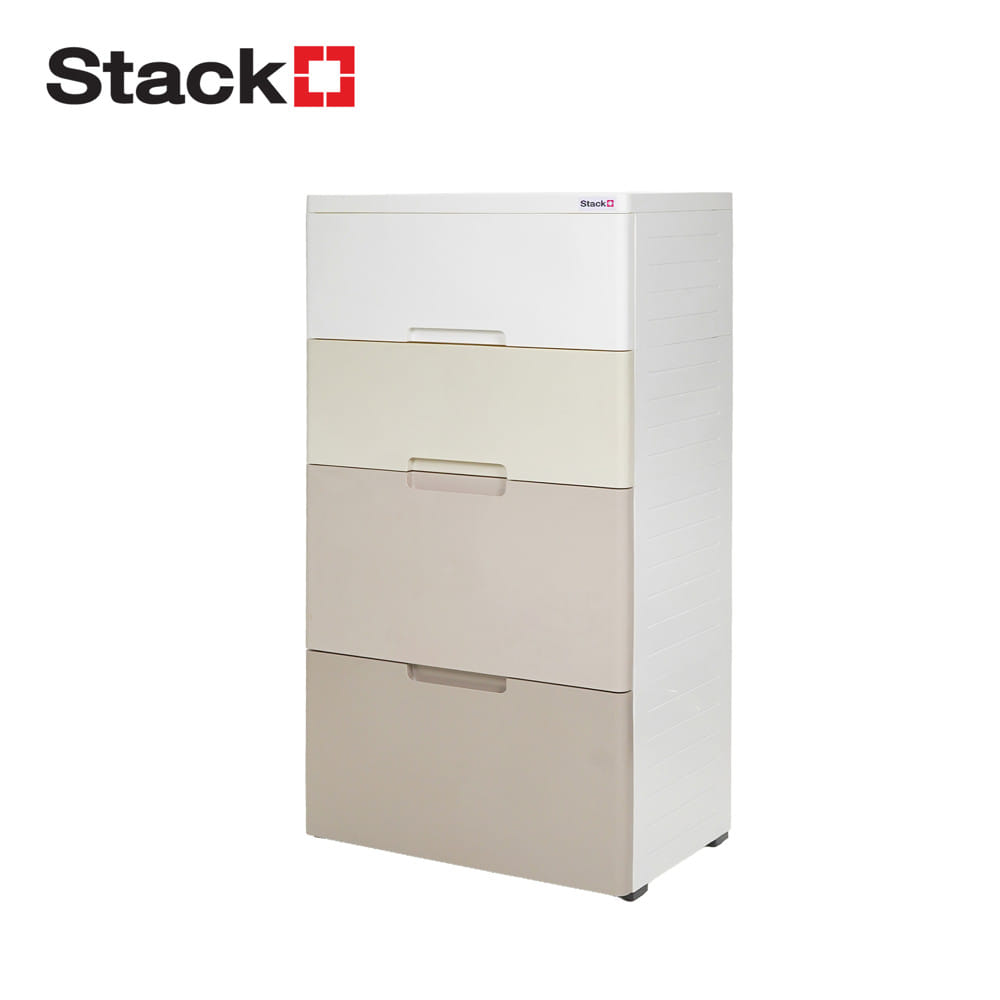 ตู้ลิ้นชัก 4 ชั้น STACKO KURI 58x38x109 ซม. สีขาว/น้ำตาล
