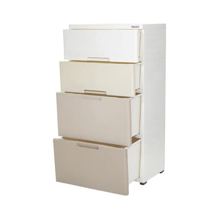 ตู้ลิ้นชัก 4 ชั้น STACKO KURI 58x38x109 ซม. สีขาว/น้ำตาล_2