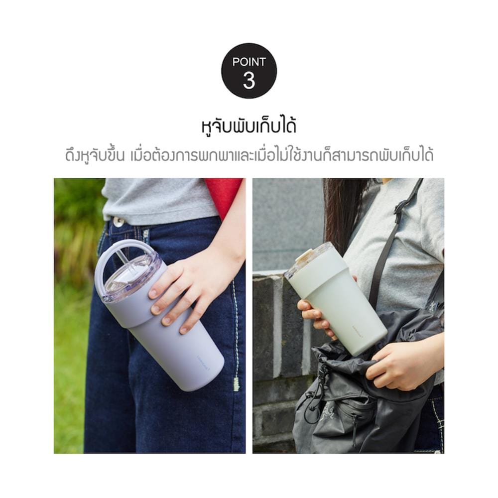 กระติกสุญญากาศ LOCKNLOCK METRO CAFE TOP HANDLE 0.71 ลิตร สีขาว