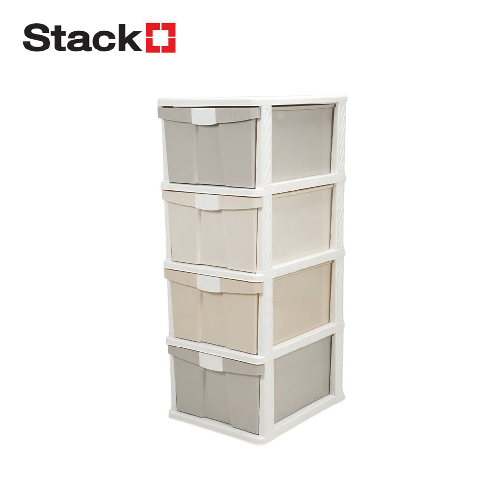 ตู้ลิ้นชัก 4 ชั้น STACKO KURI 40x50x104 ซม. สีขาว/น้ำตาล