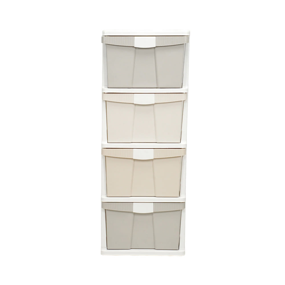 ตู้ลิ้นชัก 4 ชั้น STACKO KURI 40x50x104 ซม. สีขาว/น้ำตาล