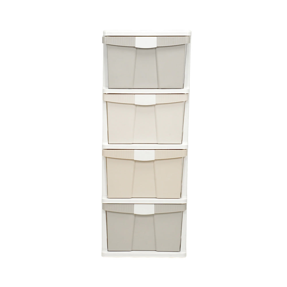 ตู้ลิ้นชัก 4 ชั้น STACKO KURI 40x50x104 ซม. สีขาว/น้ำตาล