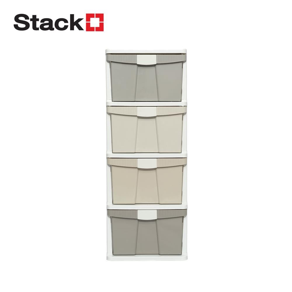 ตู้ลิ้นชัก 4 ชั้น STACKO KURI 40x50x104 ซม. สีขาว/น้ำตาล