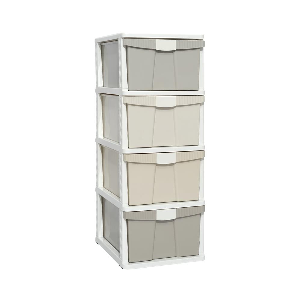 ตู้ลิ้นชัก 4 ชั้น STACKO KURI 40x50x104 ซม. สีขาว/น้ำตาล