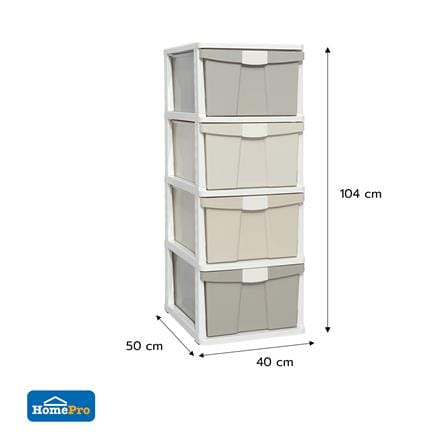 ตู้ลิ้นชัก 4 ชั้น STACKO KURI 40x50x104 ซม. สีขาว/น้ำตาล_5