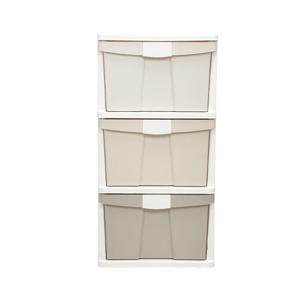 ตู้ลิ้นชัก 3 ชั้น STACKO KURI 40x50x78 ซม. สีขาว/น้ำตาล