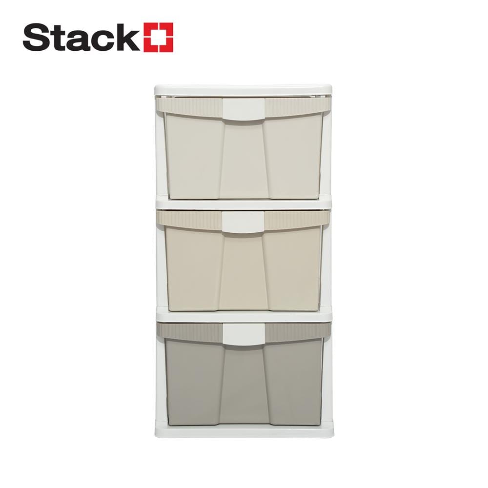 ตู้ลิ้นชัก 3 ชั้น STACKO KURI 40x50x78 ซม. สีขาว/น้ำตาล