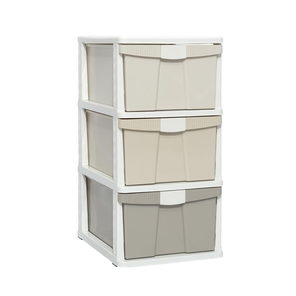 ตู้ลิ้นชัก 3 ชั้น STACKO KURI 40x50x78 ซม. สีขาว/น้ำตาล