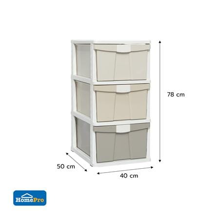ตู้ลิ้นชัก 3 ชั้น STACKO KURI 40x50x78 ซม. สีขาว/น้ำตาล_5