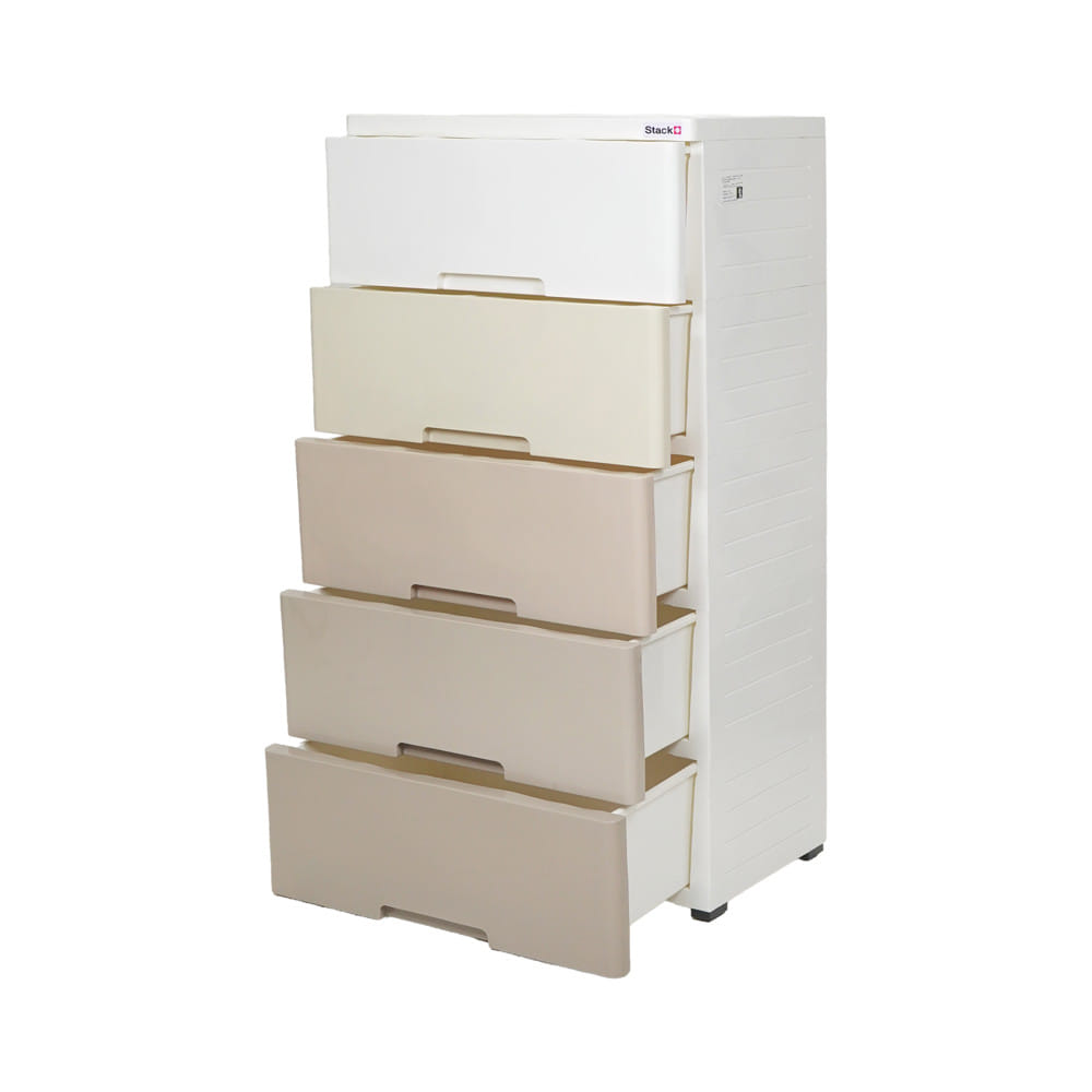 ตู้ลิ้นชัก 5 ชั้น STACKO KURI 58x38x110 ซม. สีขาว/น้ำตาล