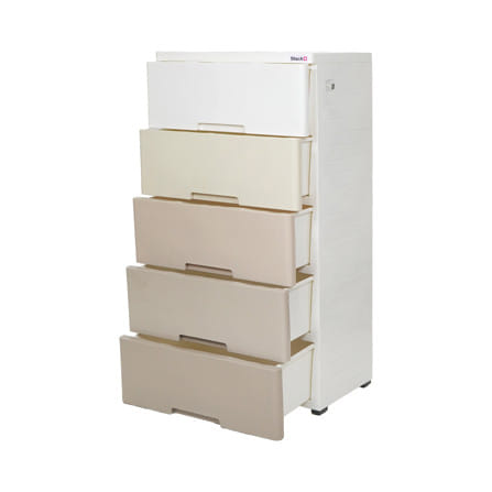 ตู้ลิ้นชัก 5 ชั้น STACKO KURI 58x38x110 ซม. สีขาว/น้ำตาล_2