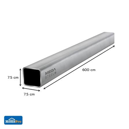 เหล็กท่อเหลี่ยม PREGAL MEGA STEEL หนา 1.6 มม. 75x75 มม._1