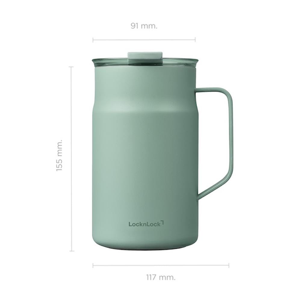 กระติกสุญญากาศ LOCKNLOCK METRO CAFE CERAMIC MUG 0.6 ลิตร สีเขียว