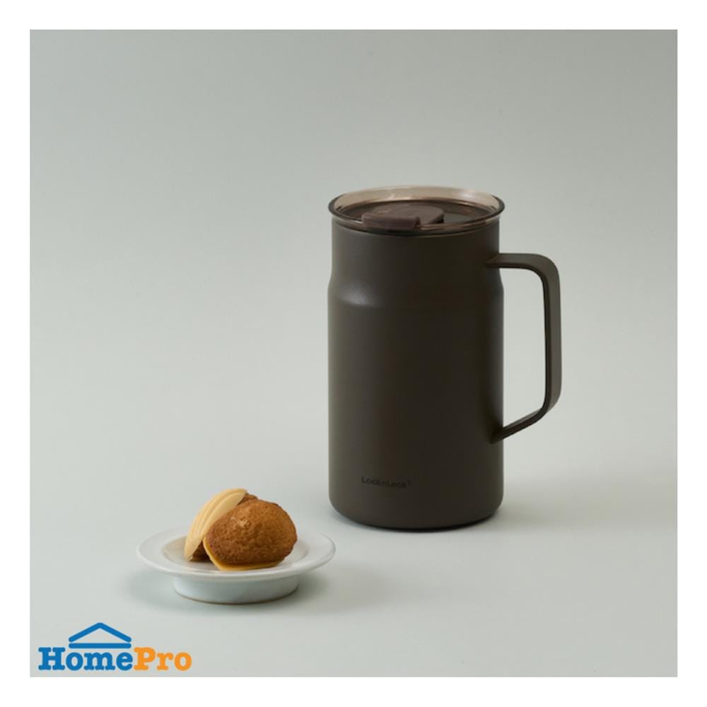 กระติกสุญญากาศ LOCKNLOCK METRO CAFE CERAMIC MUG 0.6 ลิตร สีน้ำตาล