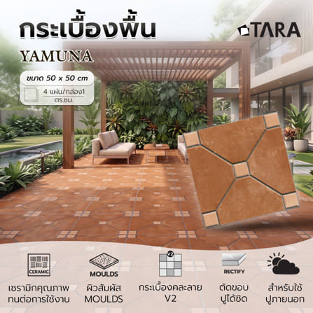 กระเบื้องพื้น 50x50 ซม. TARA ยมุนา น้ำตาล A 1 ตร.ม._3