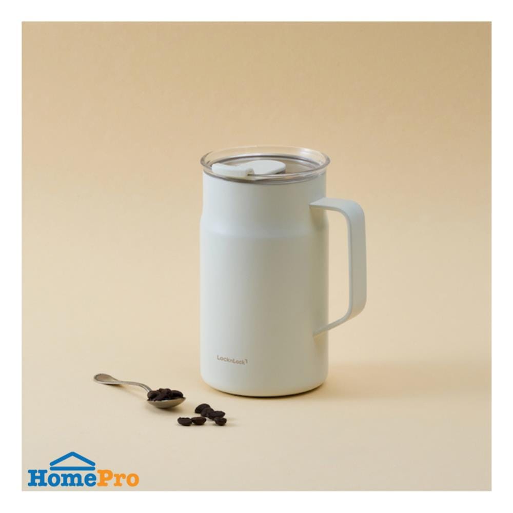 กระติกสุญญากาศ LOCKNLOCK METRO CAFE CERAMIC MUG 0.6 ลิตร สีขาว