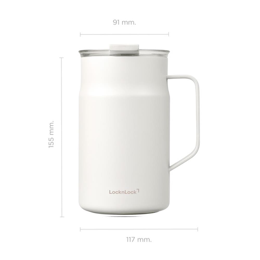 กระติกสุญญากาศ LOCKNLOCK METRO CAFE CERAMIC MUG 0.6 ลิตร สีขาว