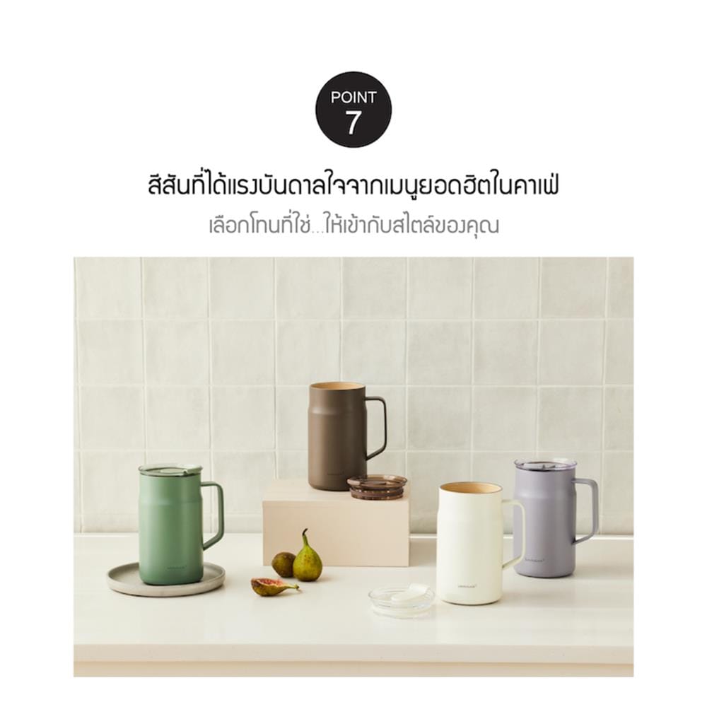กระติกสุญญากาศ LOCKNLOCK METRO CAFE CERAMIC MUG 0.6 ลิตร สีม่วง