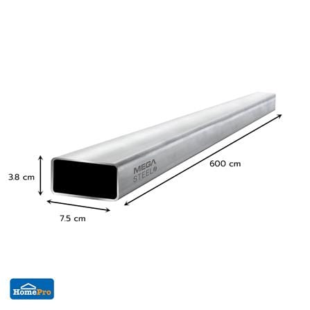 เหล็กท่อแบน PREGAL MEGA STEEL หนา 1.0 มม. 75x38 มม._1