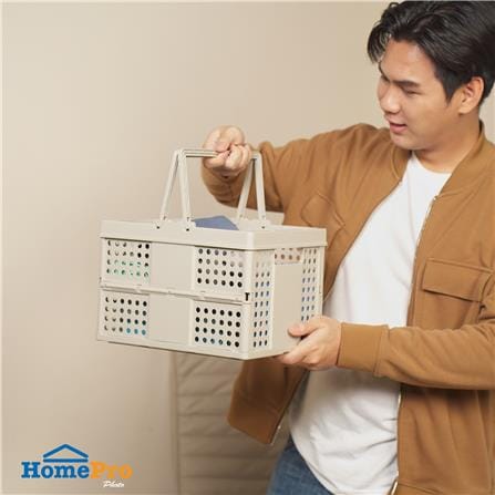 กล่องหูหิ้วพับได้ STACKO CIRCULAR 31.7x23.5x21.5 ซม. สีเทา_4