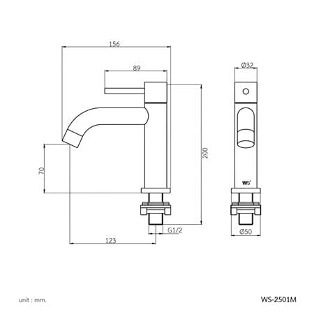 ก๊อกอ่างล้างหน้าเดี่ยวเคาน์เตอร์ WS WS-2501M_1