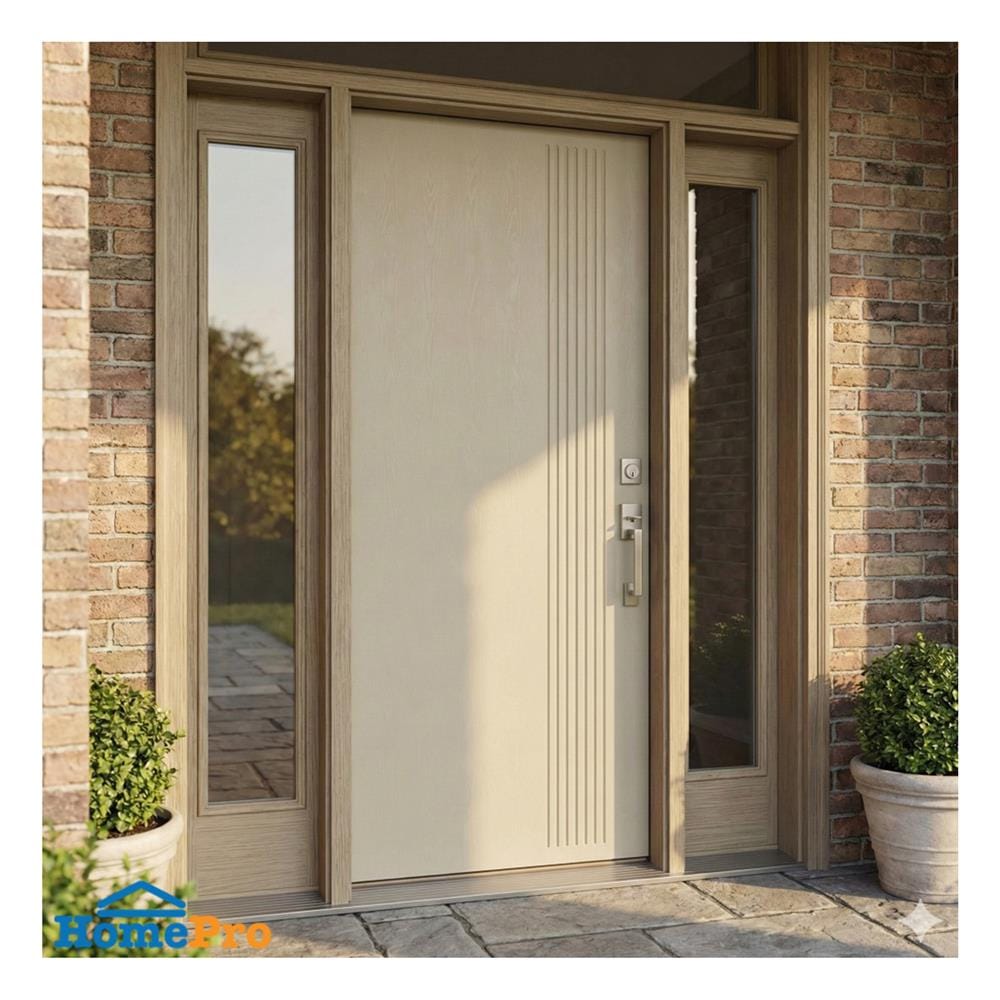 ประตูภายนอก UPVC เจาะลูกบิด MODERNWOOD MWR009 90x200 ซม. สีแชมเปญ