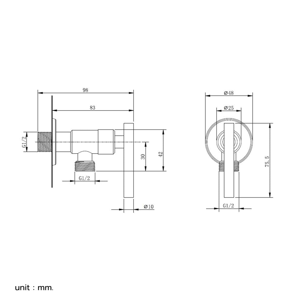 วาล์วฝักบัว 1 ทาง RASLAND C311-C818-MT