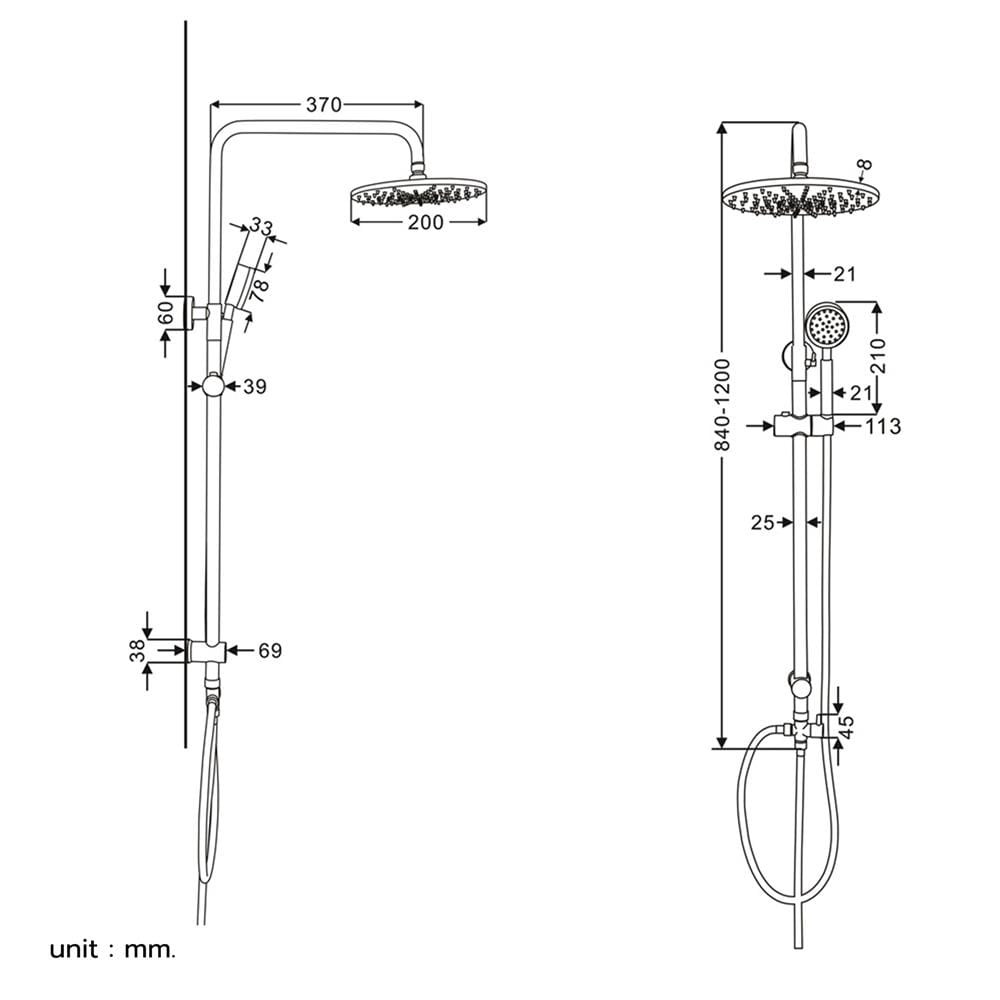 ฝักบัว RAIN SHOWER RASLAND เดี่ยว F611-F1890