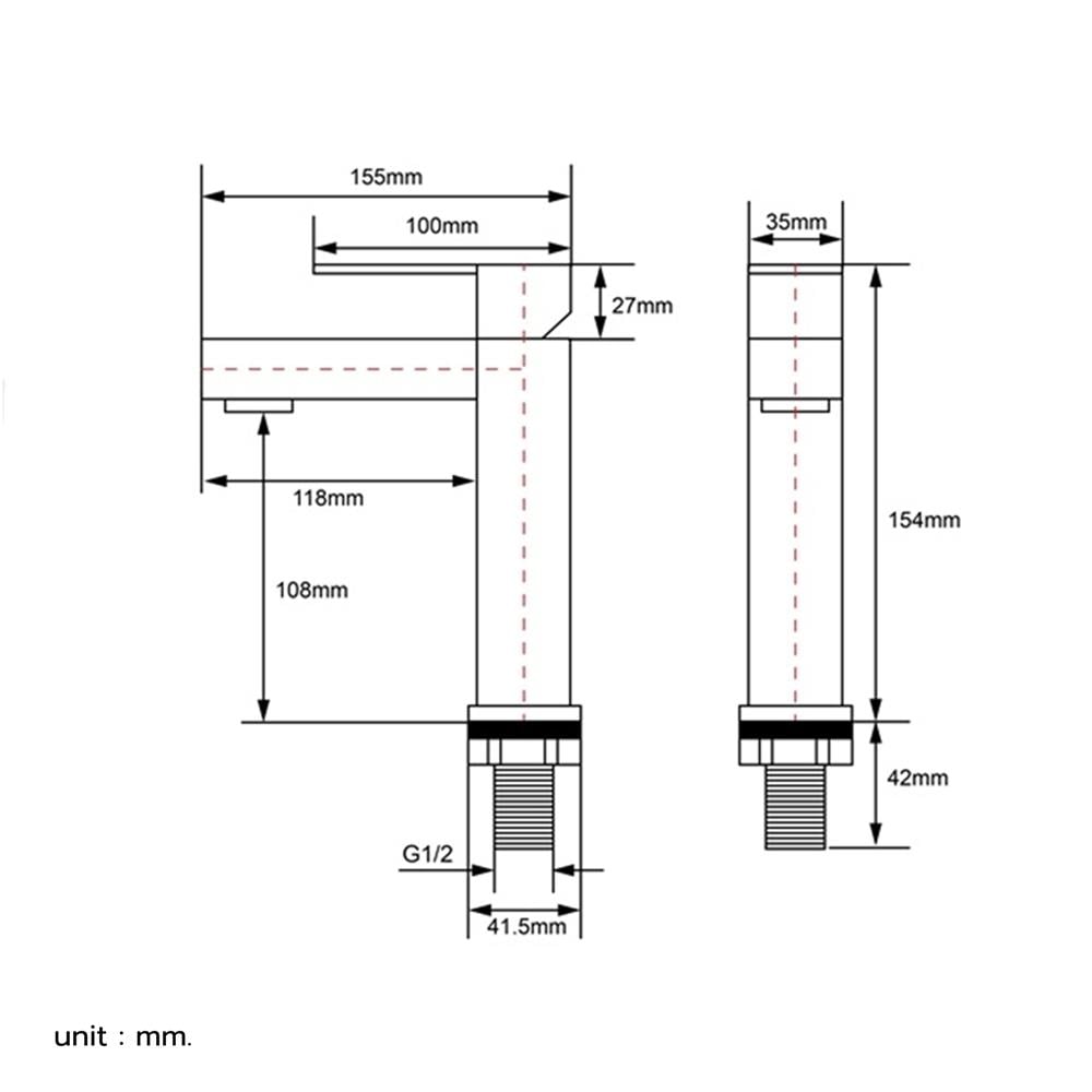 ก๊อกอ่างล้างหน้าเดี่ยวเคาน์เตอร์ RASLAND A121-CR-4567