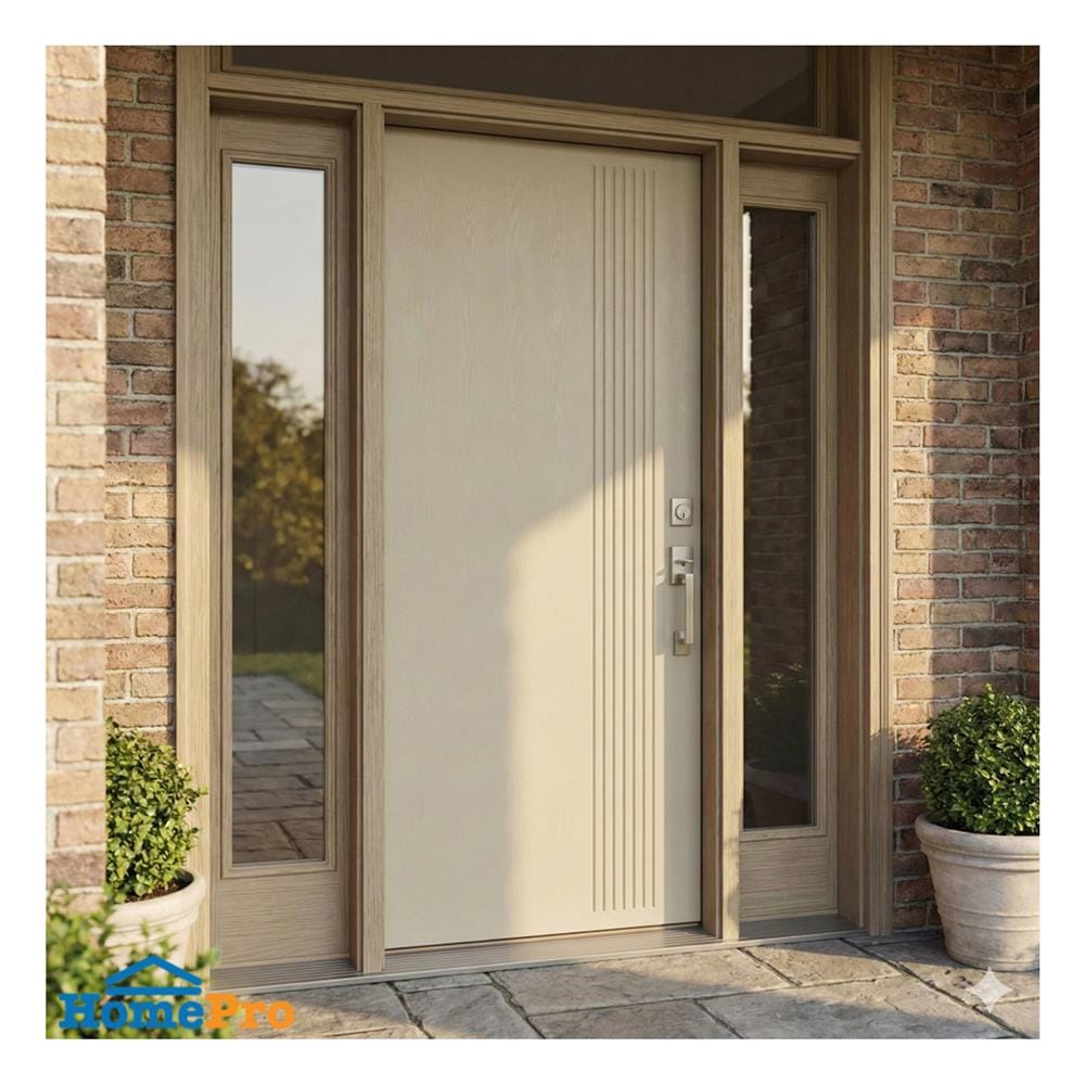 ประตูภายนอก UPVC เจาะลูกบิด MODERNWOOD MWR009 70x200 ซม. สีแชมเปญ