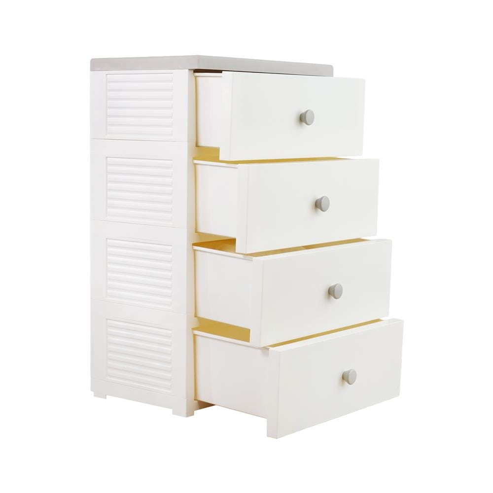 ตู้ลิ้นชัก 4 ชั้น STACKO MINA 57.6x40x93.3 ซม. สีขาว/เทา