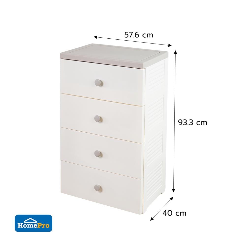 ตู้ลิ้นชัก 4 ชั้น STACKO MINA 57.6x40x93.3 ซม. สีขาว/เทา