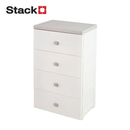ตู้ลิ้นชัก 4 ชั้น STACKO MINA 57.6x40x93.3 ซม. สีขาว/เทา_0