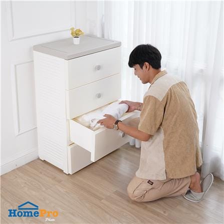 ตู้ลิ้นชัก 4 ชั้น STACKO MINA 57.6x40x93.3 ซม. สีขาว/เทา_4