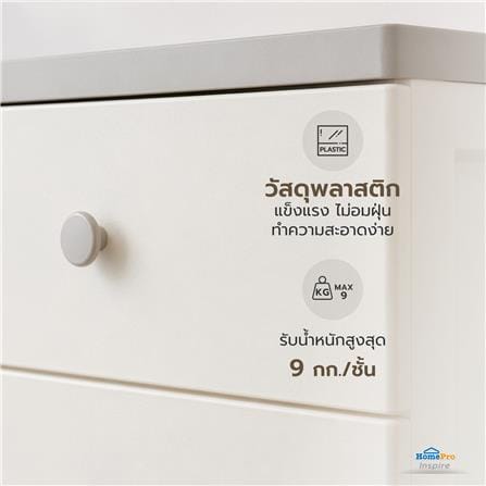 ตู้ลิ้นชัก 4 ชั้น STACKO MINA 57.6x40x93.3 ซม. สีขาว/เทา_7