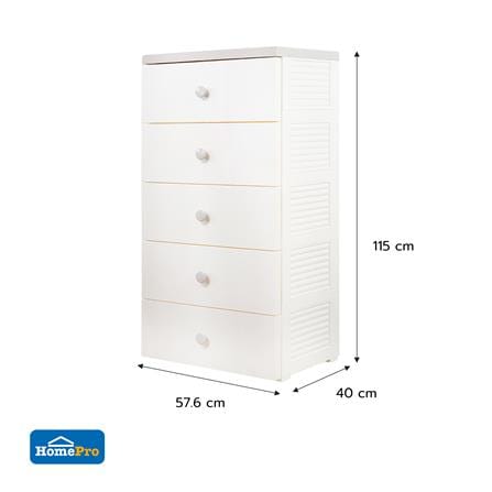ตู้ลิ้นชัก 5 ชั้น STACKO MINA 57.6x40x115 ซม. สีขาว/เทา_8