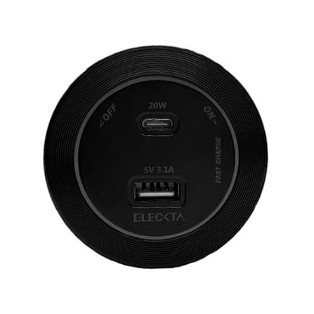 เต้ารับไร้สาย ELECKTA 1 USB-A + 1 USB TYPE-C 20 วัตต์ สีดำ_0